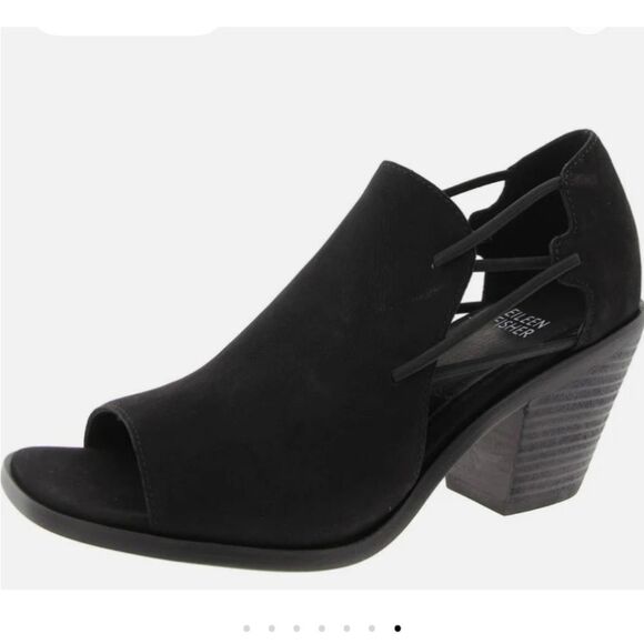 Eileen Fisher Vero Couio Alfie nubuck suede  block heels in black Size 11 NWT - Picture 2 of 8